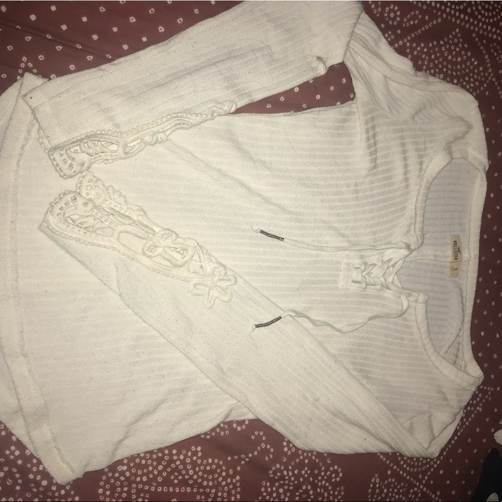 Hollister Long Sleeve Lace Up Sweater